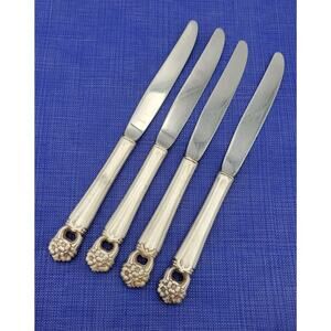 1847 Rogers Bros ETERNALLY YOURS Silverplate Set of 4 Hollow Dinner Knives Vtg